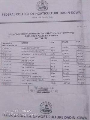 Federal College Of Horticulture Dandikowa 2nd Batch HND Admission List ...