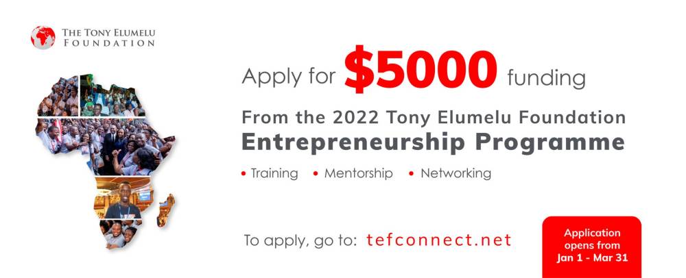 Tony Elumelu Foundation TEF Entrepreneurship Programme 2022
