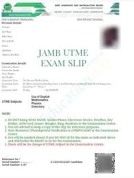 JAMB Examination Slip