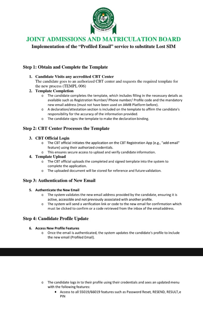 Good News! JAMB Offers Solution for Candidates Who Lost Their Unique SIM Cards