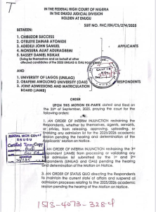 OAU Suspends 2025/2026 Admissions After Court Order