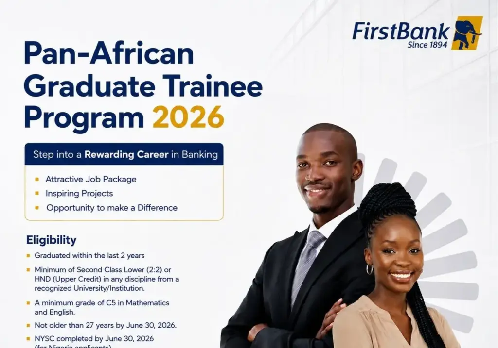 Requirements for the First Bank Graduate Trainee Programme 2026