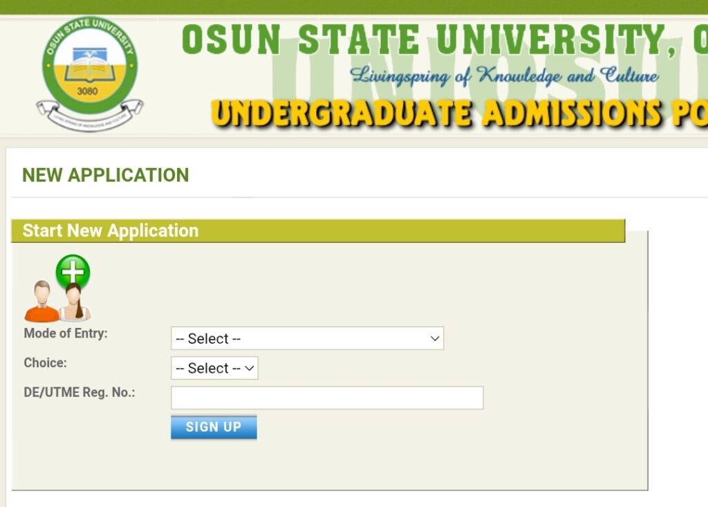 UNIOSUN undergraduate admission portal 