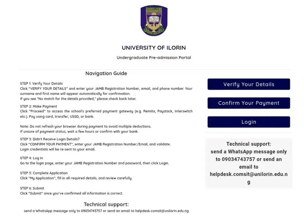 How to register for UNILORIN Post UTME Step by Step guide.