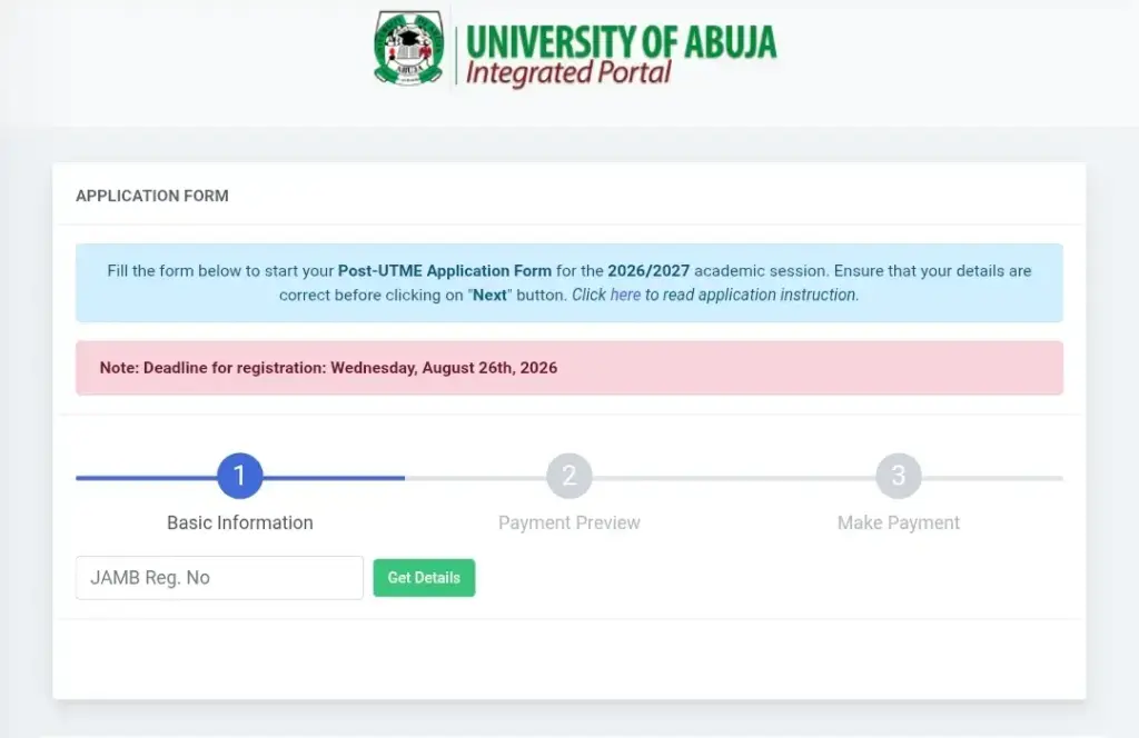 How to Apply for UNIABUJA Post UTME 2026