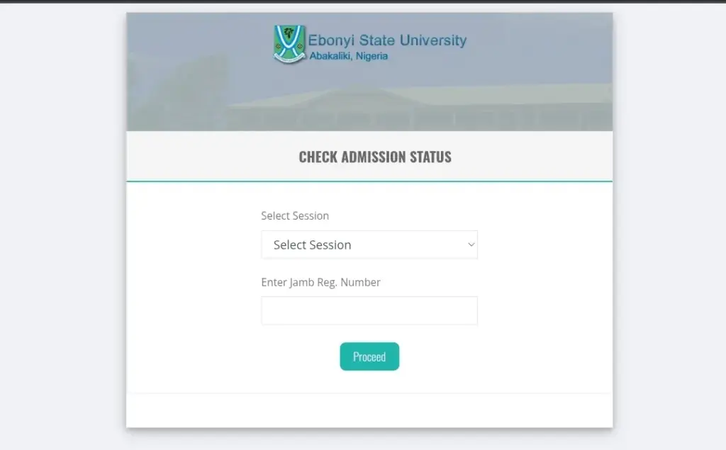 EBSU Admission portal: Check Undergraduate Admission Status