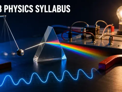 JAMB Physics syllabus with prism, pendulum, circuit and wave apparatus