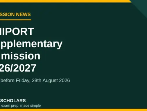 UNIPORT Supplementary Admission 2026/2027 - apply before 28th August 2026