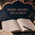 JAMB Arabic syllabus with workbook, calligraphy practice, books and grammar motifs