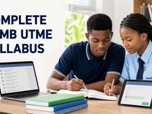 Nigerian students using the complete JAMB UTME syllabus to organise their studies
