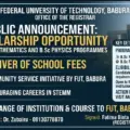 Federal University of Technology Babura official public announcement for free tuition in B.Sc Mathematics and B.Sc Physics