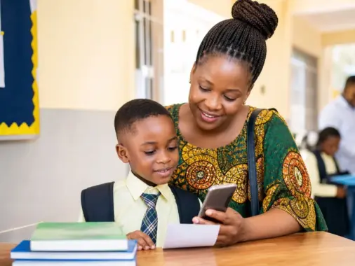 Students checking National Common Entrance Examination results for Unity School admission