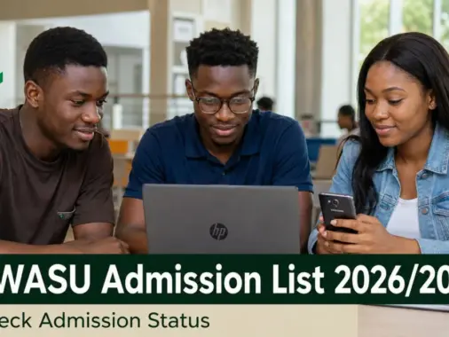 KWASU applicants checking the 2026/2027 admission list and JAMB CAPS admission status online
