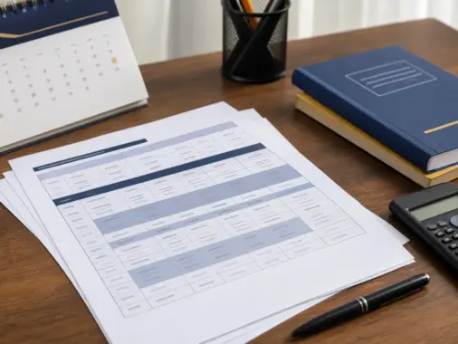 Study desk with a generic examination timetable, calendar and stationery for the WAEC GCE 2026 timetable update