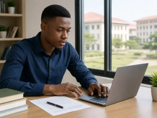 Nigerian university admission candidate checking a generic screening portal before Post-UTME