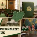JAMB Government syllabus with Nigerian civic symbols, ballot box and legislative chamber