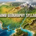 JAMB Geography syllabus shown on a three-dimensional map of Nigeria