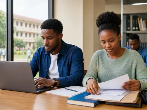 Nigerian university admission candidates preparing an online Post-UTME screening application