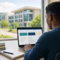 Nigerian university applicant checking an admission status on a laptop