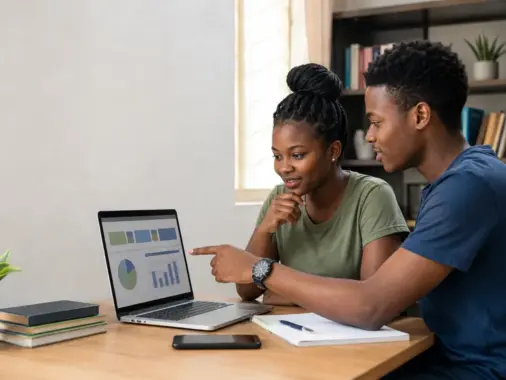 Nigerian university applicants checking an online Post-UTME screening result on a laptop