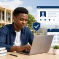Nigerian university applicant completing an online admission screening process on a laptop