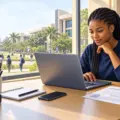 Nigerian university applicant completing a Direct Entry admission registration on a laptop